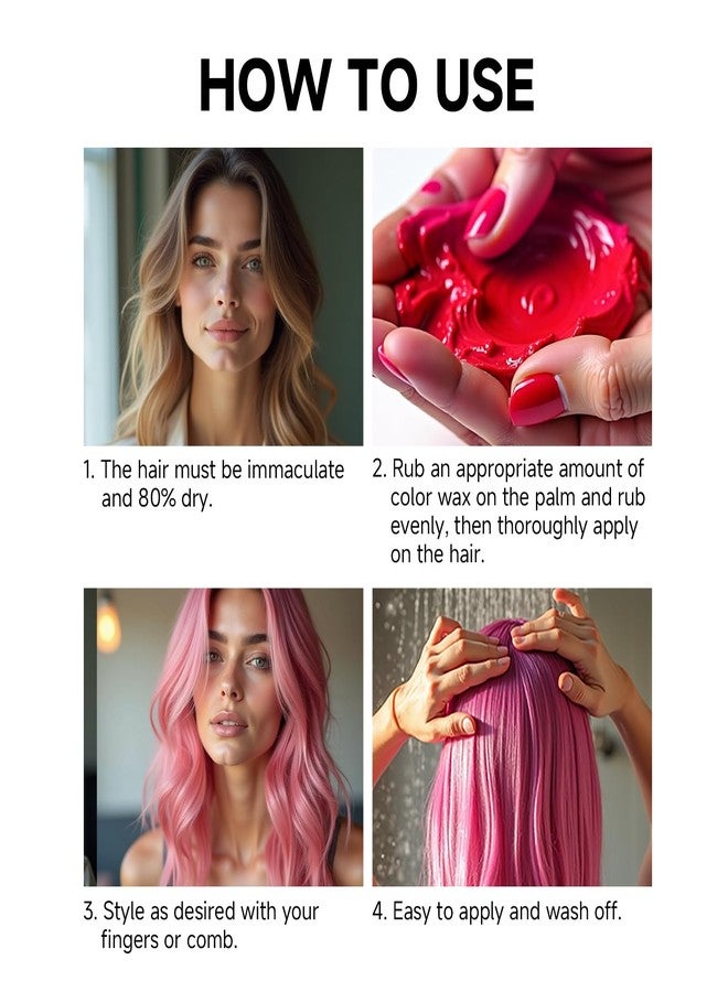Gowwim Hair Wax Color, 13 Colors Temporary Hair Dye Natural Hair Color Wax, 72h Hold & Non - Greasy Hair Dye for Women & Men for Styling 1.76 Oz Black - Image 4